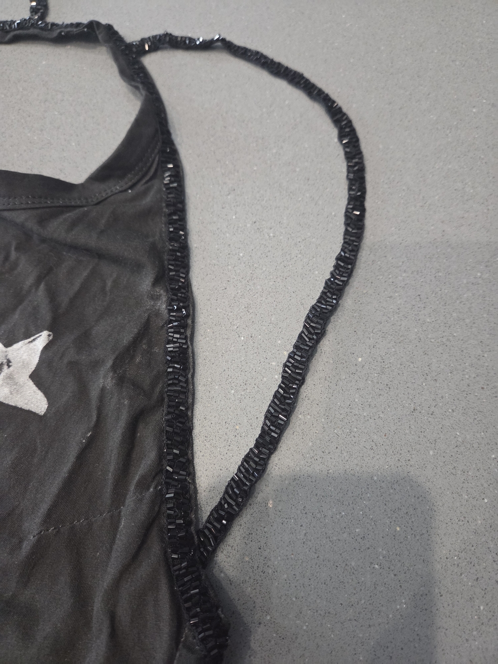 Black Beaded-Strap Halter Camisole with Rose Graphic - Picture 3 of 16